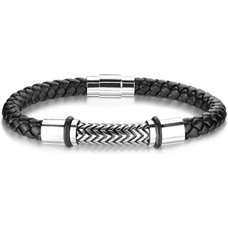 Armband Schwarz Geflochten Silber Magnet