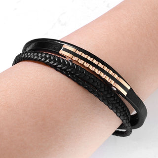 Armband Schwarz Geflochten Roségold Magnet