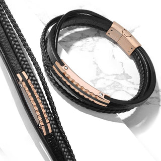 Armband Schwarz Geflochten Roségold Magnet