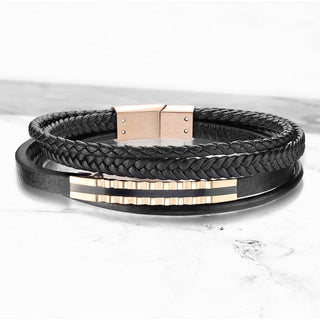 Armband Schwarz Geflochten Roségold Magnet