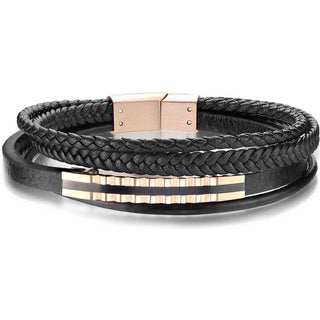Armband Schwarz Geflochten Roségold Magnet