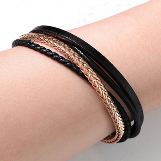 Armband Schwarz Gold Geflochten Magnet