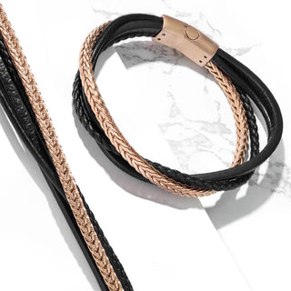 Armband Schwarz Gold Geflochten Magnet
