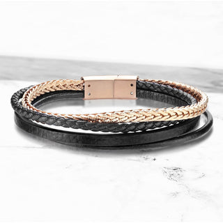 Armband Schwarz Gold Geflochten Magnet