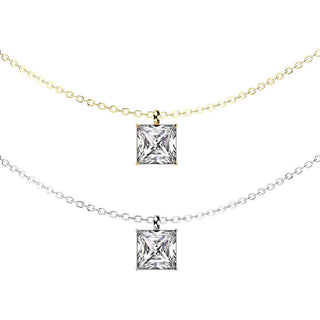 Halskette Kette Quadrat Zirkonia Zargenfassung