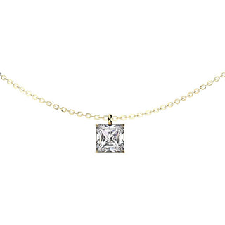 Halskette Kette Quadrat Zirkonia Zargenfassung