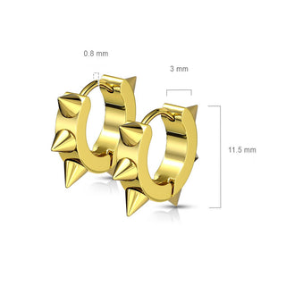 Earring 316L IP Hoop Earring with Spikes 1 Pair Clicker