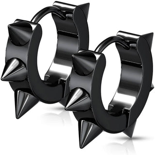 Earring 316L IP Hoop Earring with Spikes 1 Pair Clicker