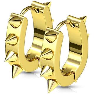 Earring 316L IP U Shaped Hoop Earrings with Spikes 1 Pair Clicker