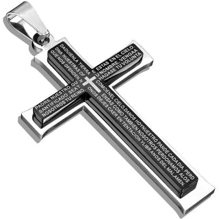 Anhänger Kreuz Vaterunser Silber Schwarz