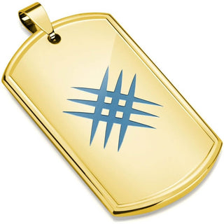 Anhänger Hundemarke Kreuz Blau Gold