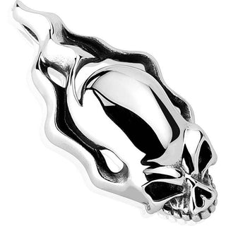 Flammen Totenkopf Silber