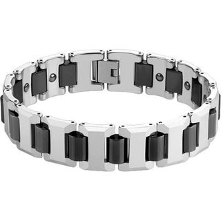 Armband Breite Kette Schwarz Silber