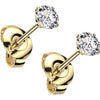 Titanium Stud Earring Titan Earring Studs Press Cut Martini Setting Cubic Zirconia 1 Pair