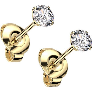 Titanium Stud Earring Titan Earring Studs Press Cut Martini Setting Cubic Zirconia 1 Pair