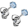 Titanium Stud Earring Titan Earring Studs Press Cut Martini Setting Cubic Zirconia 1 Pair
