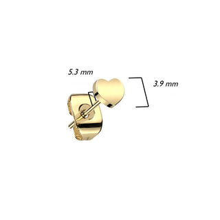 Titanium Stud Earring Titan Earring Stud Flat Heart Shaped Top 1 Pair
