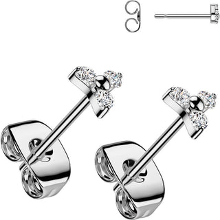 Titanium Stud Earring Trinity zirconia