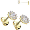 Titanium Stud Earring flower zirconia