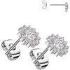 Titanium Stud Earring flower zirconia