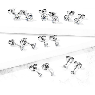 Titan Ohrstecker Zirkonia Rund