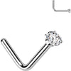 Titanium Nose L-Shape Zirconia Round Silver