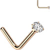 Titanium Nose L-Shape Zirconia Round Silver