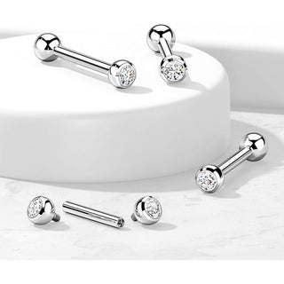Titanium Barbell Ball Zirconia Silver Internally Threaded