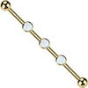 Titan Industrial Barbell 3 Zirkonia Opal Natursteine Zargenfassung Innengewinde