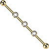 Titan Industrial Barbell 3 Zirkonia Opal Natursteine Zargenfassung Innengewinde