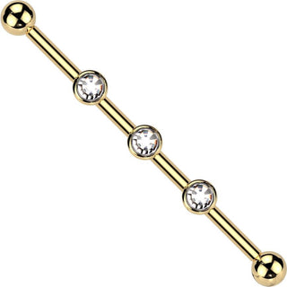 Titan Industrial Barbell 3 Zirkonia Opal Natursteine Zargenfassung Innengewinde