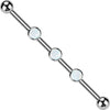 Titan Industrial Barbell 3 Zirkonia Opal Natursteine Zargenfassung Innengewinde