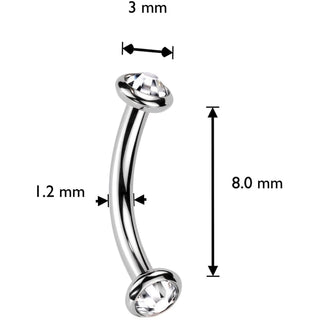 Titanium Curved Barbell zirconia opal Internally Threaded