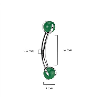 Curved Barbell Semi-Precious Stone Internally Threaded