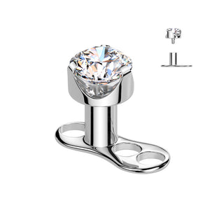 Titanium Dermal Anchor 2.5mm rise zirconia prong setting Internally Threaded