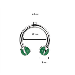 Horseshoe Semi-Precious Stone Internally Threaded