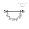 Titanium Nipple Piercing leafs zirconia Internally Threaded