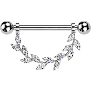 Titanium Nipple Piercing leafs zirconia Internally Threaded