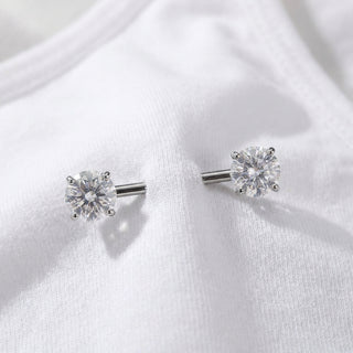 Titanium Nipple Piercing zirconia prong setting Internally Threaded – getragen