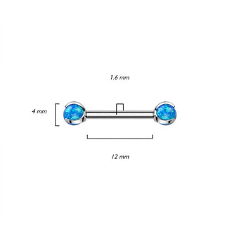 Titanium Nipple Piercing Opal Internally Threaded