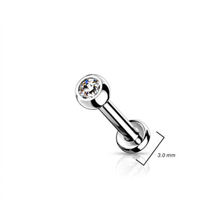 Titanium Labret Ball Zirconia Silver Internally Threaded