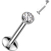 Titanium Labret Zirconia Silver Internally Threaded