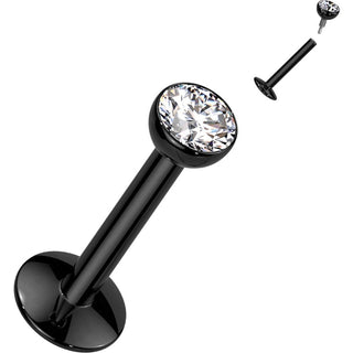 Titanium Labret Zirconia Silver Internally Threaded