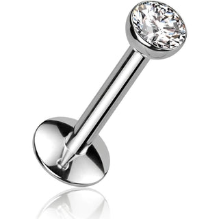 Titanium Labret Zirconia Silver Internally Threaded
