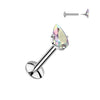 Titanium Labret teardrop zirconia prong setting Internally Threaded
