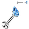 Titanium Labret teardrop zirconia prong setting Internally Threaded