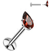 Titanium Labret teardrop zirconia prong setting Internally Threaded