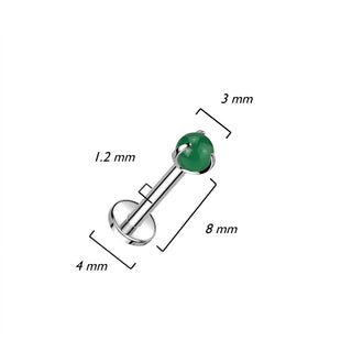 Titanium Labret Semi-Precious Stone Internally Threaded