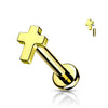 Titanium Labret Cross Flat Internally Threaded