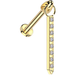 Titan Labret Anhänger Stab Zirkonia Innengewinde